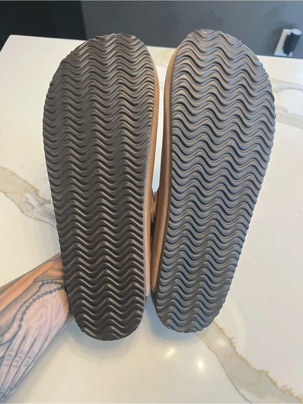 Khombu Taupe Suede Slip-On Buckle Mule